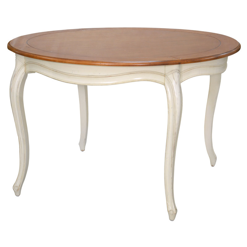 Deskins Round Solid Wood Top Metal Base Dining Table, Honey/Cream