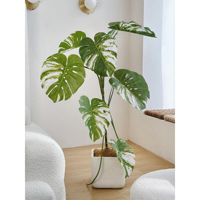 Minimalist Variegated Monstera Artificial Plant, Living Room Decor Ornament