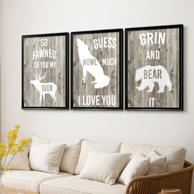 Lodge Pun I  -Custom Framed  Wrapped Gallery Canvas - 3 Pieces