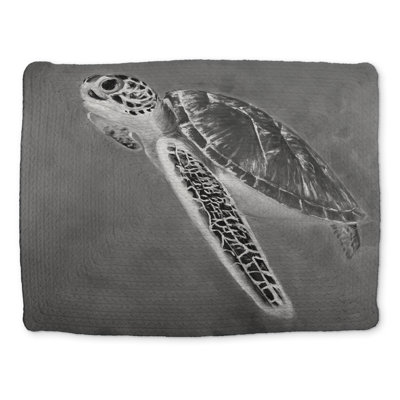 White Braided Placemat - Grayscale Sea Turtle Home Decor