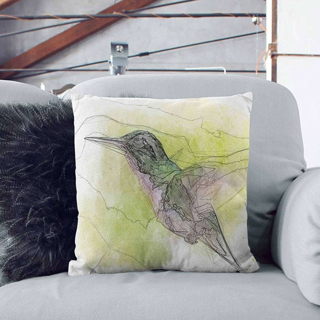 Hummingbird in Costa Rica in Abstract Cushion with Filling