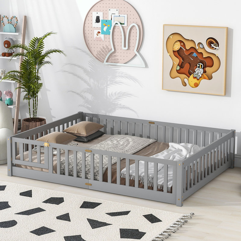 Lit plateforme, Grand, Gris