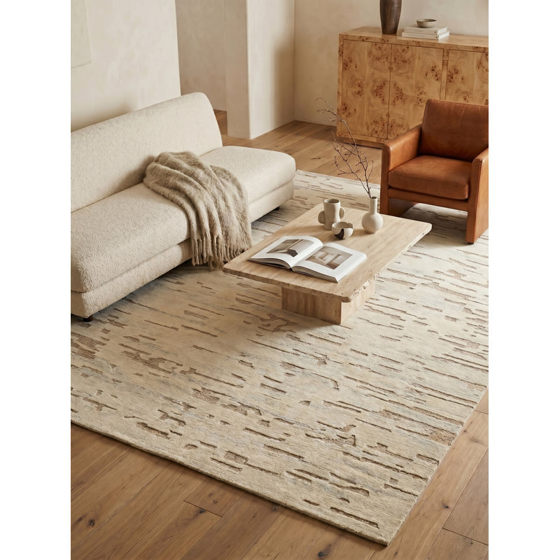 Boulder Hand Knotted Wool Beige Area Rug, 15'X20'