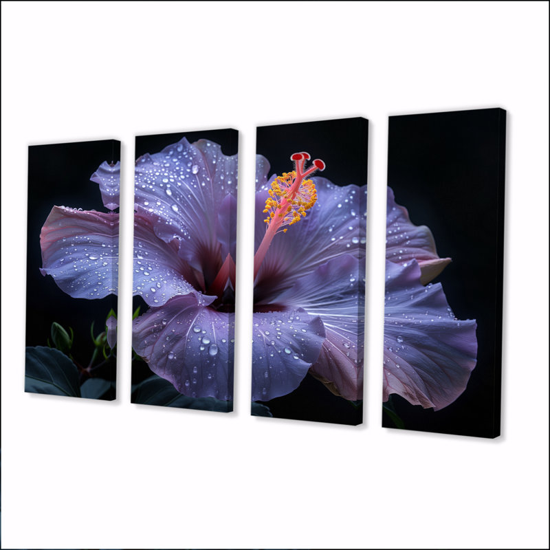 Hibiscus mauve et rose, H 32 po x l 64 po