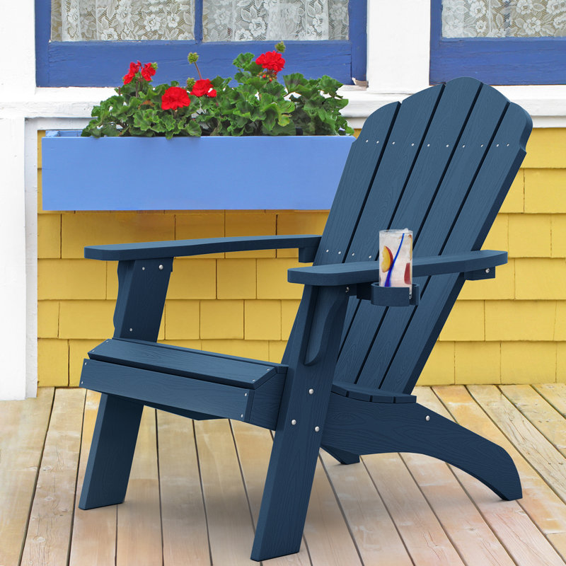 Chaises Adirondack surdimensionnées en plastique avec porte-gobelet (grand double usage), Bleu marine