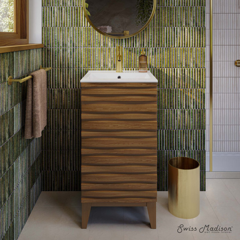 Cascade 18" Bathroom Vanity in Brown Oak, White, Brown