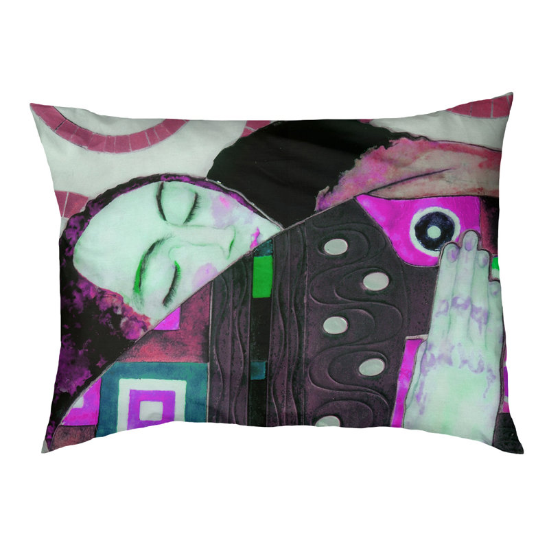Coussin Carlile, Moyen (L 42,5 po x l 32,5 po), Rose / noir