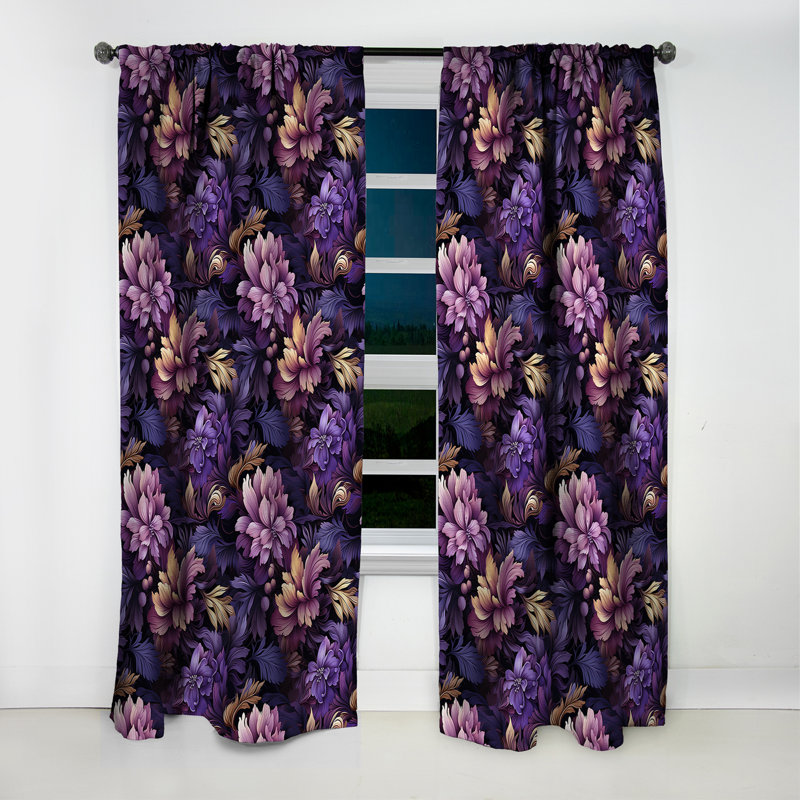 Mystic Purple Damask Whispers II - Damask Curtain - Blackout Damask Curtain - 1 Panels, 52" W x 84" L