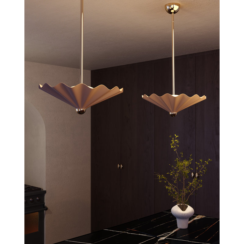 Furrow 25-in Red dimmable LED Pendant, 25-in, Pink