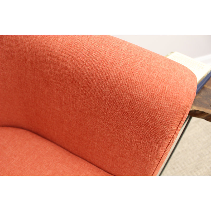 Liam Upholstered Barrel Chair, Jitterbug Mango Performance Basketweave