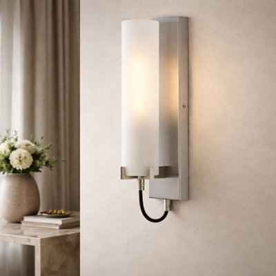 Ryden Single Light Wall Sconce with Etched Glass Cylinder Shade