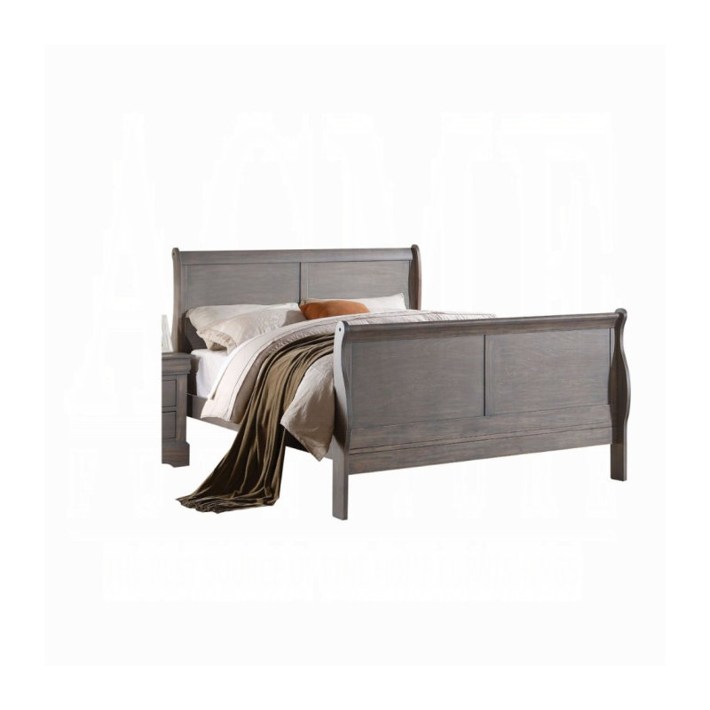 Lit double Louis Philippe III, Double XL, gris
