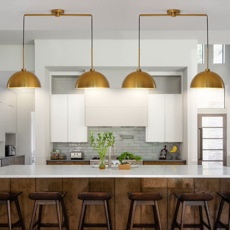 2-Lamp Gold Adjustable Iron Pendant Light