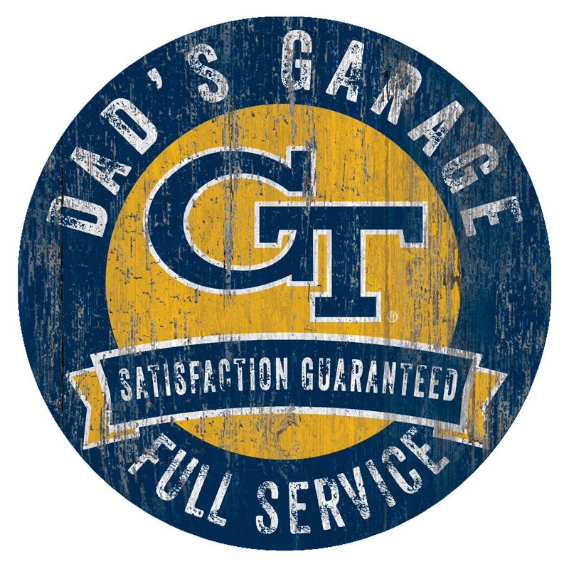 «NCAA Dad's Garage Sign», impression sur bois, Georgia Tech