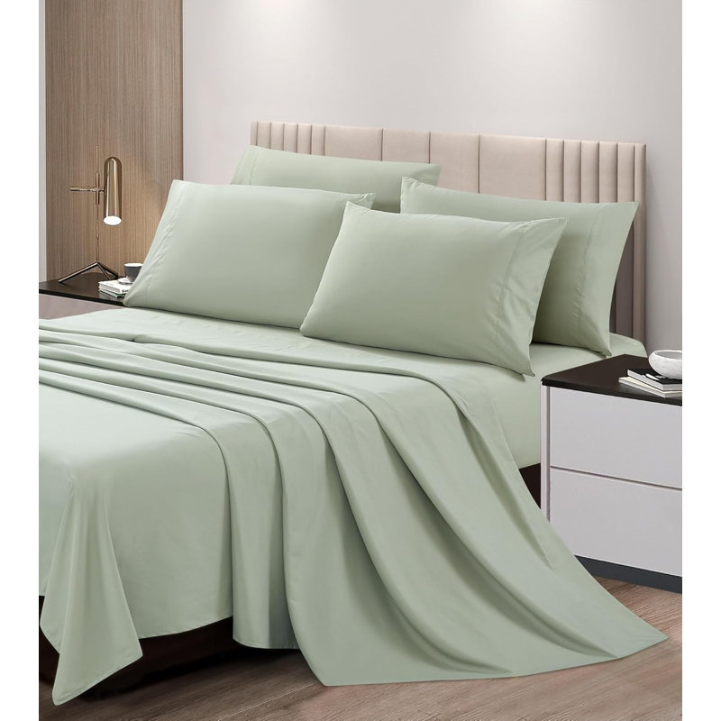 6-Piece Brushed Microfiber Bed Sheet Set, Twin Sheet Set with 3 Additional Pieces, Mineral Red