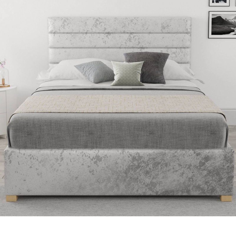 Mraz Upholstered Ottoman Storage Bed, Single (3'), Silver