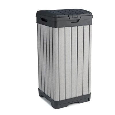 Keter 39 Gallon Manual Lift Waste And Recycling Trash Bin With Drip Tray Made of Durable Weather-resistant Resin