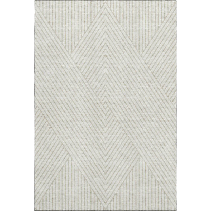 Premium Machine Washable Prisco Ivory Rug, Rectangle 8' x 10'
