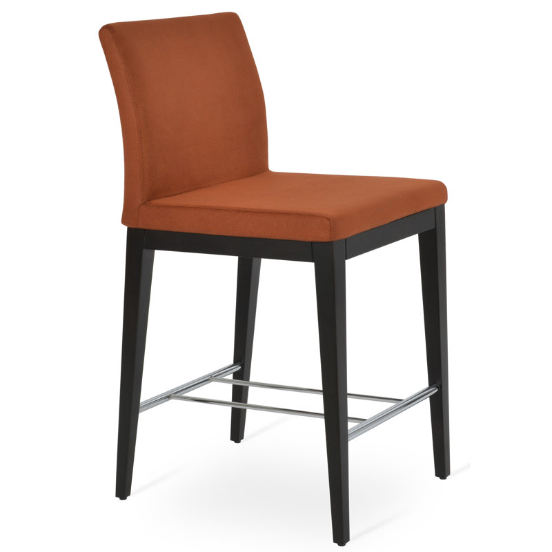 Tabouret de bar Aria, Tissu cognac, Wengé