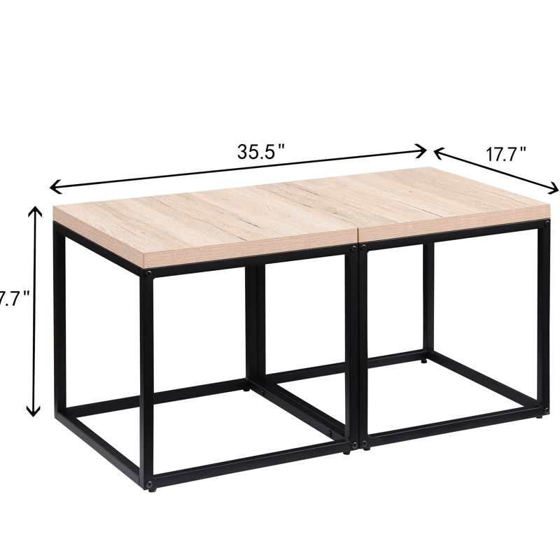 Lot de 2 tables d'appoint rectangulaires et minces en chêne naturel, idéales pour diverses pièces, spacieuses et robustes.