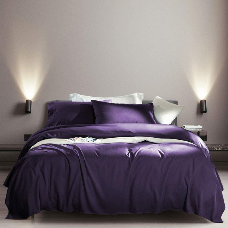 Microfiber 6 Pieces Bed Sheet Sets, Purple, Twin Sheet Set with 2 Additional Pieces