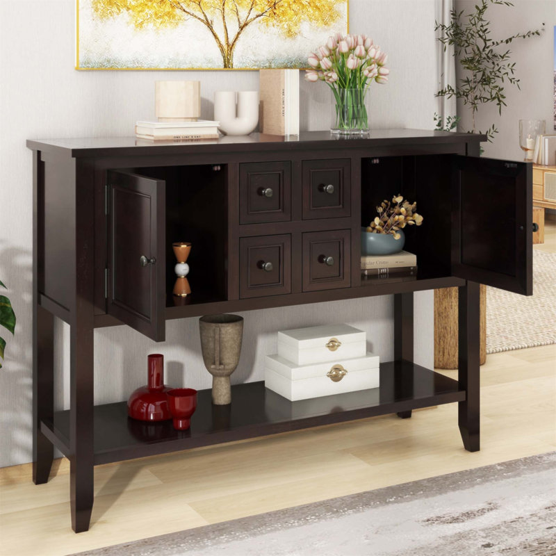 Buffet Cambridge Series Buffet avec tablette inférieure, bois d'acacia durable, beaucoup de rangement pour la décoration et l'organisation.