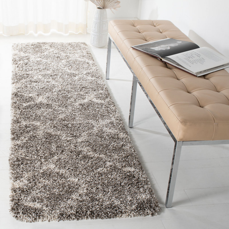 Tapis gris / ivoire Liseron, Tapis de couloir 2 pi 3 po x 8 pi