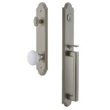 Arc Handleset with Single Cylinder Deadbolt and Hyde Park Door Knob and Rosette
