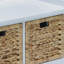 Banc de rangement beige avec 3 paniers abrités