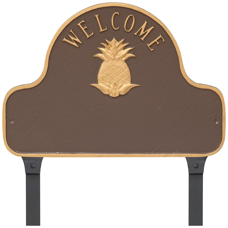2-Line Lawn Address Sign, Black/Silver