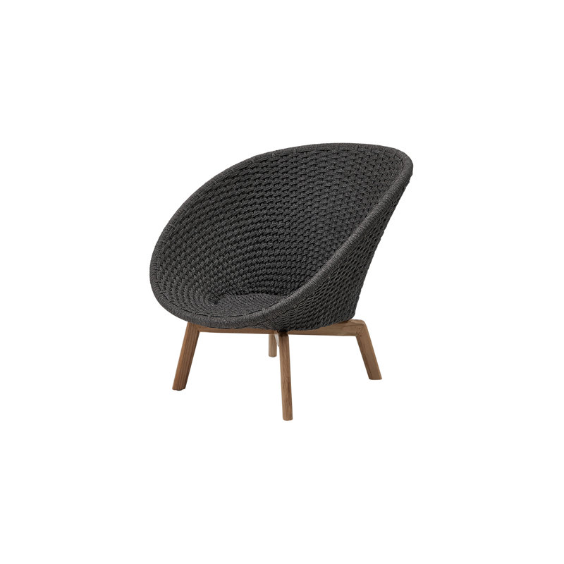 Peacock Papasan Chair with Teak Legs, Dark Gray, Taupe