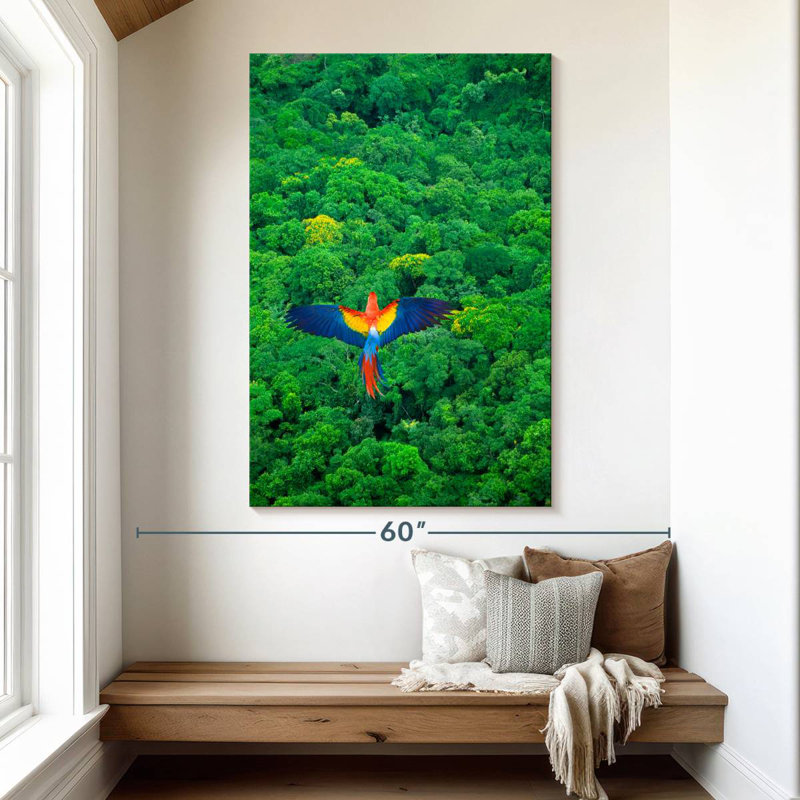 Brampt Rainforest Scarlet Macaw, 51" H x 34" W