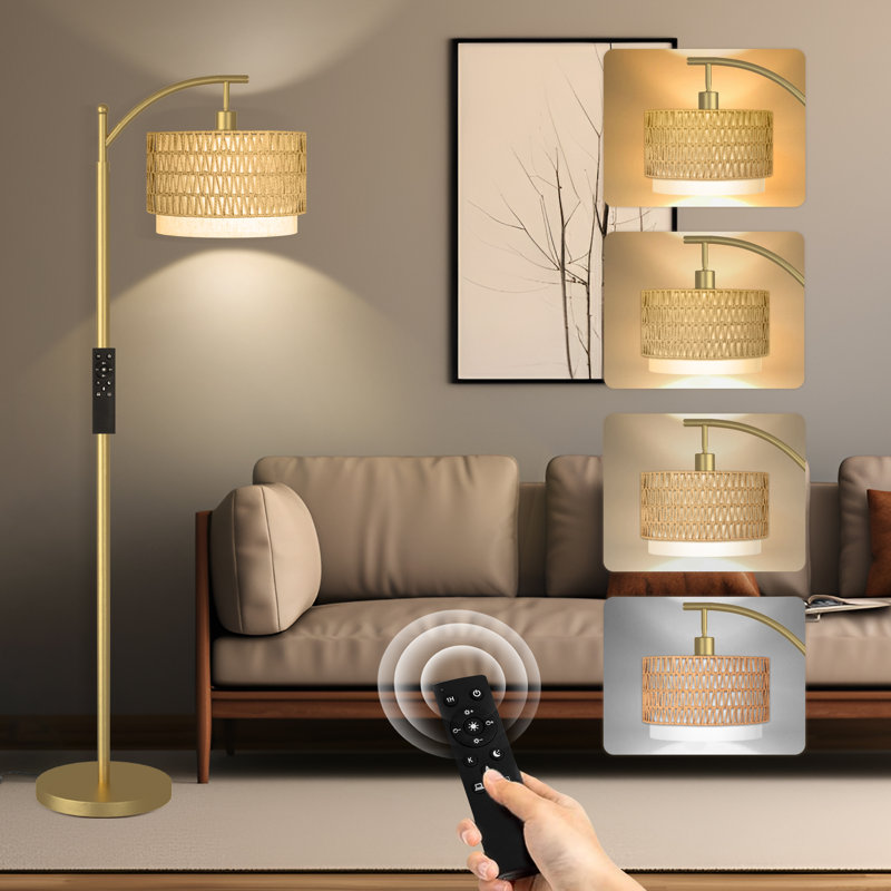 Kashaan Rattan Floor Lamp, Gold