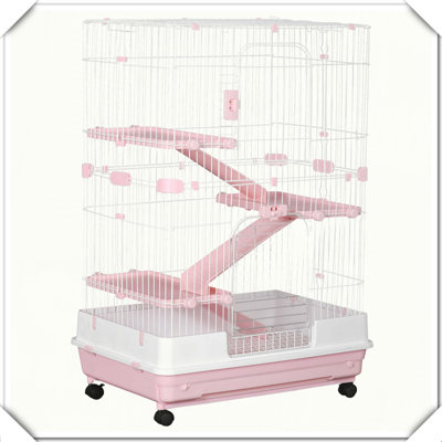 Cage en bois pour petit animal avec roulettes