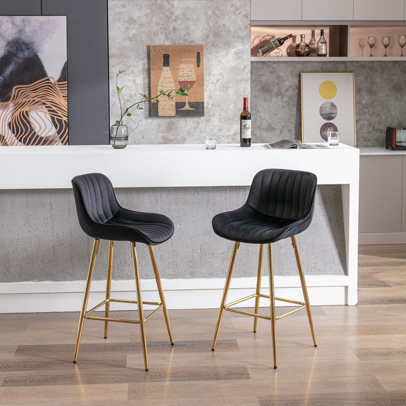 Ensemble de 2 tabourets de bar, Noir, Tabouret de comptoir (siège d'une hauteur de 26,3