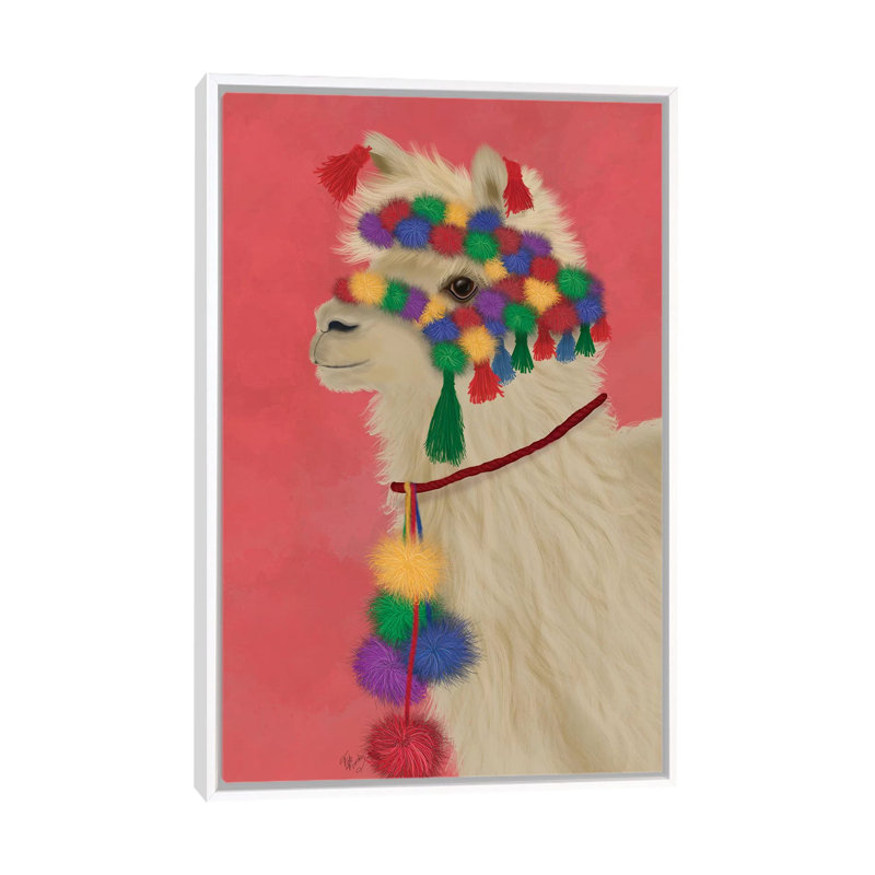 «Llama Traditional 2, Portrait» par Fab Funky - impression d'art graphique, H 26 po x l 18 po x 1,5 po, Aucun mat