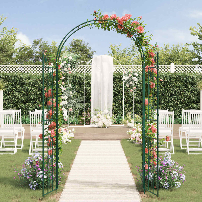 115cm W x 37cm D Steel Arbour, Green