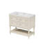 Meuble-lavabo 36 po avec armoire à pharmacie, 4 tiroirs, structure en bois massif, tablette ajustable avec miroir moderne, lavabo en céramique, lavabo pré-percé à trois trous, peinture imperméable, assemblage facile, espace spacieux-1350602838