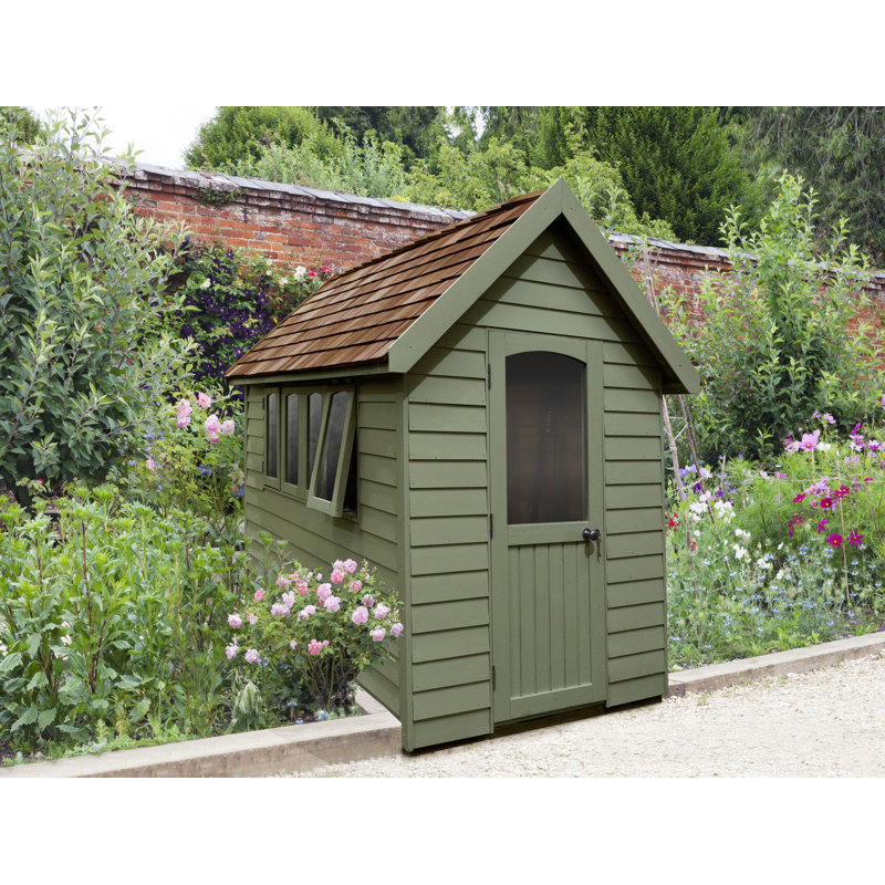 Forest Retreat 6 ft. W x 9 ft. D Overlap Apex Wooden Shed with Installation Service, Green