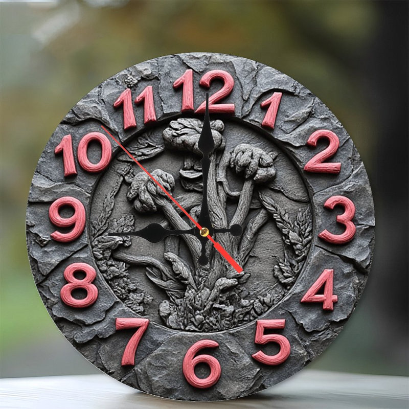 Stone Mushroom Garden Clock Wall Decor