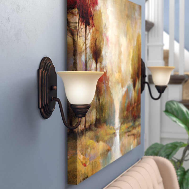 Applique murale à bras 1 lumière Harrington, Bronze huilé, Marbre