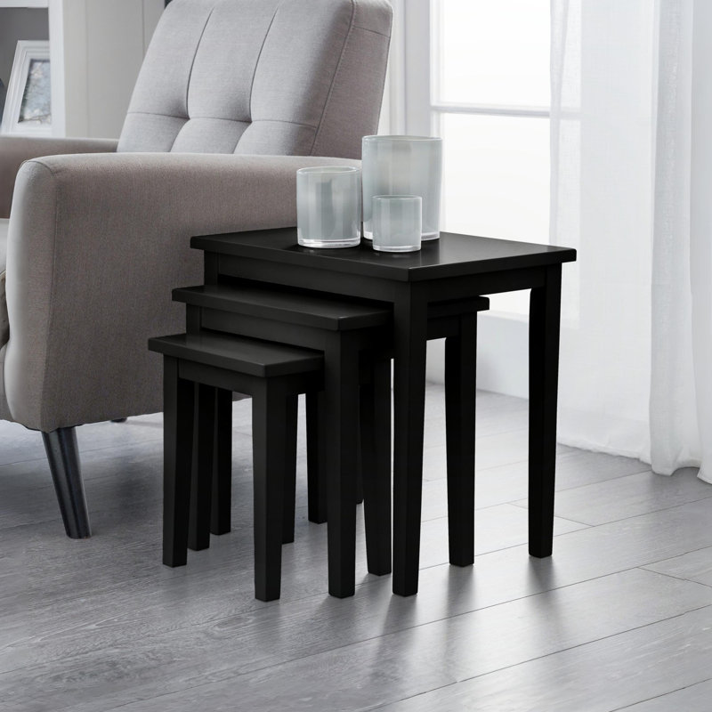 Elvina Solid Wood Nesting Tables, Black