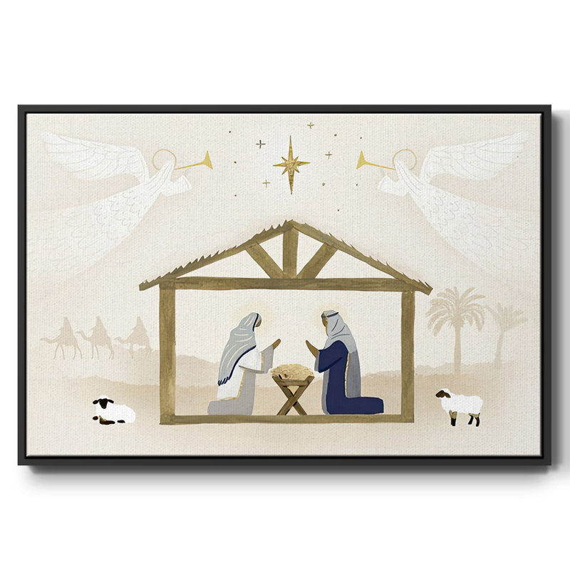 Away In A Manger Collection A, H 17 po x l 25 po x P 1,5 po, Cadre flottant noir
