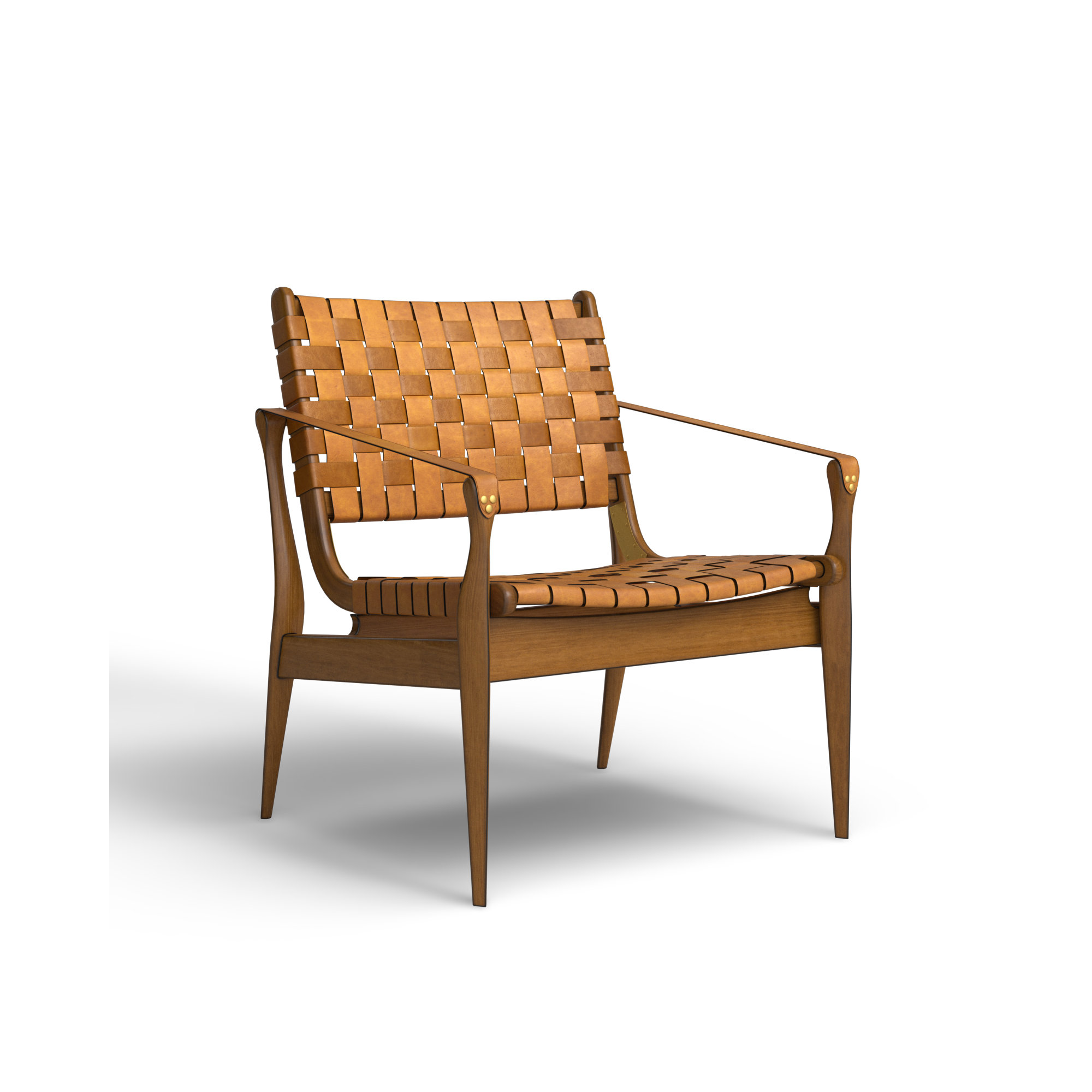 Kenan Upholstered Armchair, Brown Genuine Leather, Brown
