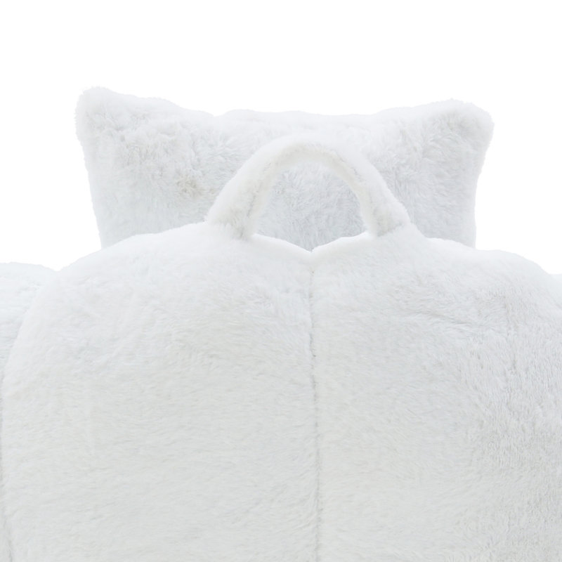 Fauteuil à billes géant avec repose-pieds, Fausse fourrure blanche