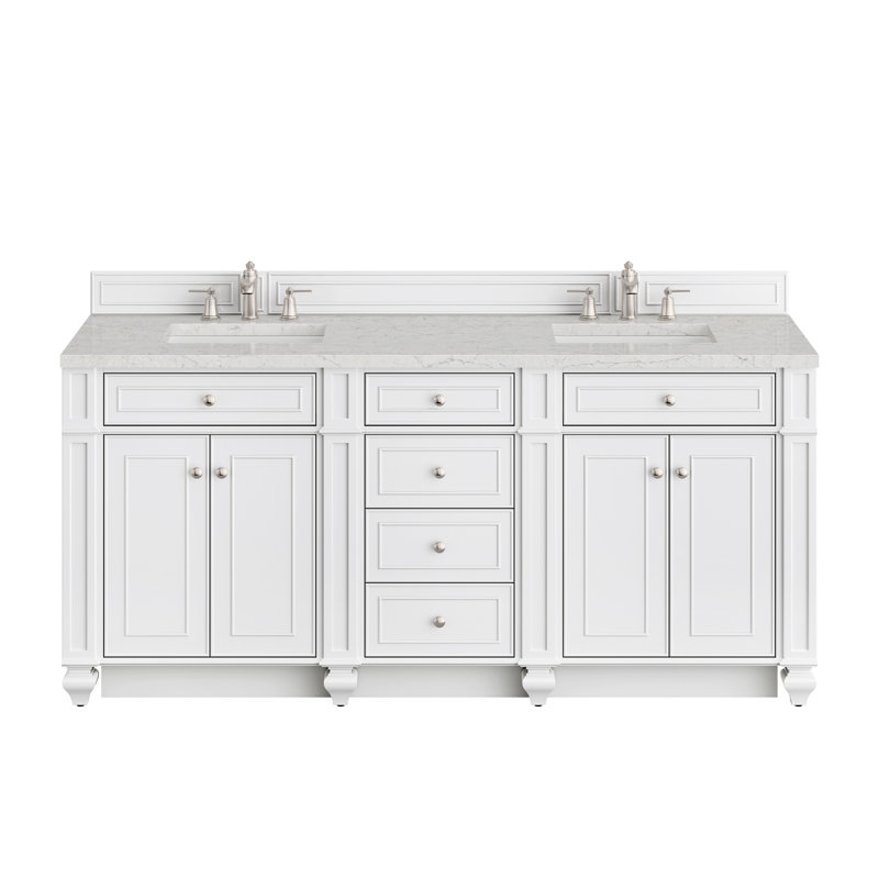 Bristol 72'' W Double Vanity, Bright White, Eternal Jasmine Pearl, 8" Widespread
