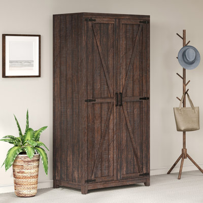 71'' Farmhouse Armoire, Wardrobe Closet Storage Cabinet With Shelf & Hanging Rod