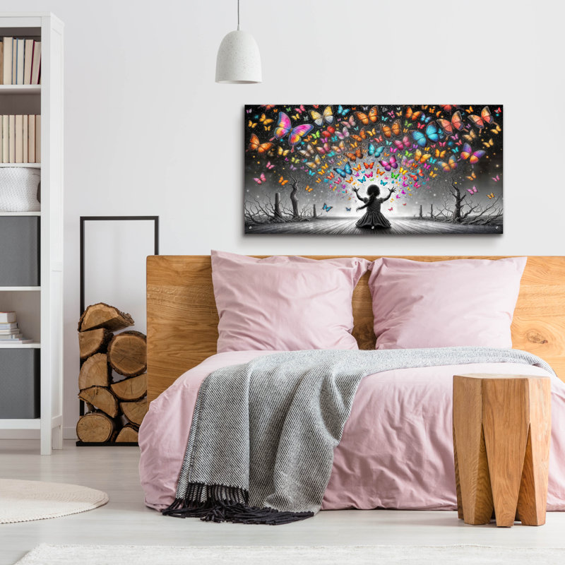 «Vol des papillons» par Rey Klimt, art mural acrylique, H 24 po x l 48 po