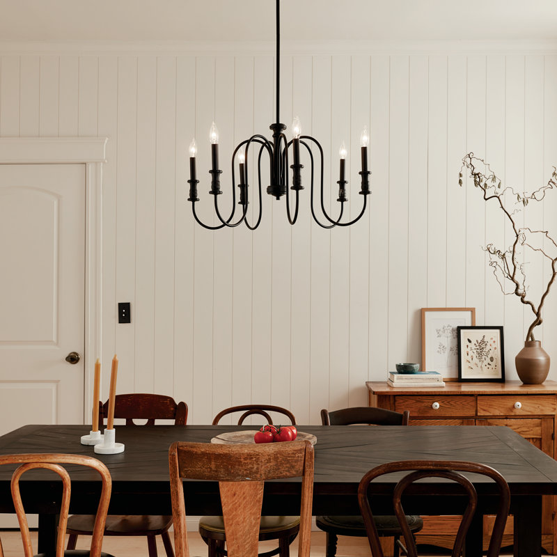 Lustre noir 6 lumières 28,5 pouces Karthe, Noir
