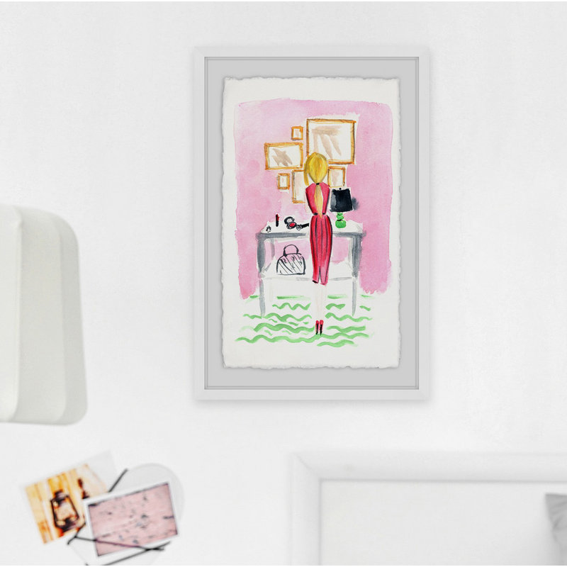 Getting Ready - Single Picture Frame Painting, 46 cm H x 30 cm W x 4 cm D, White Framed